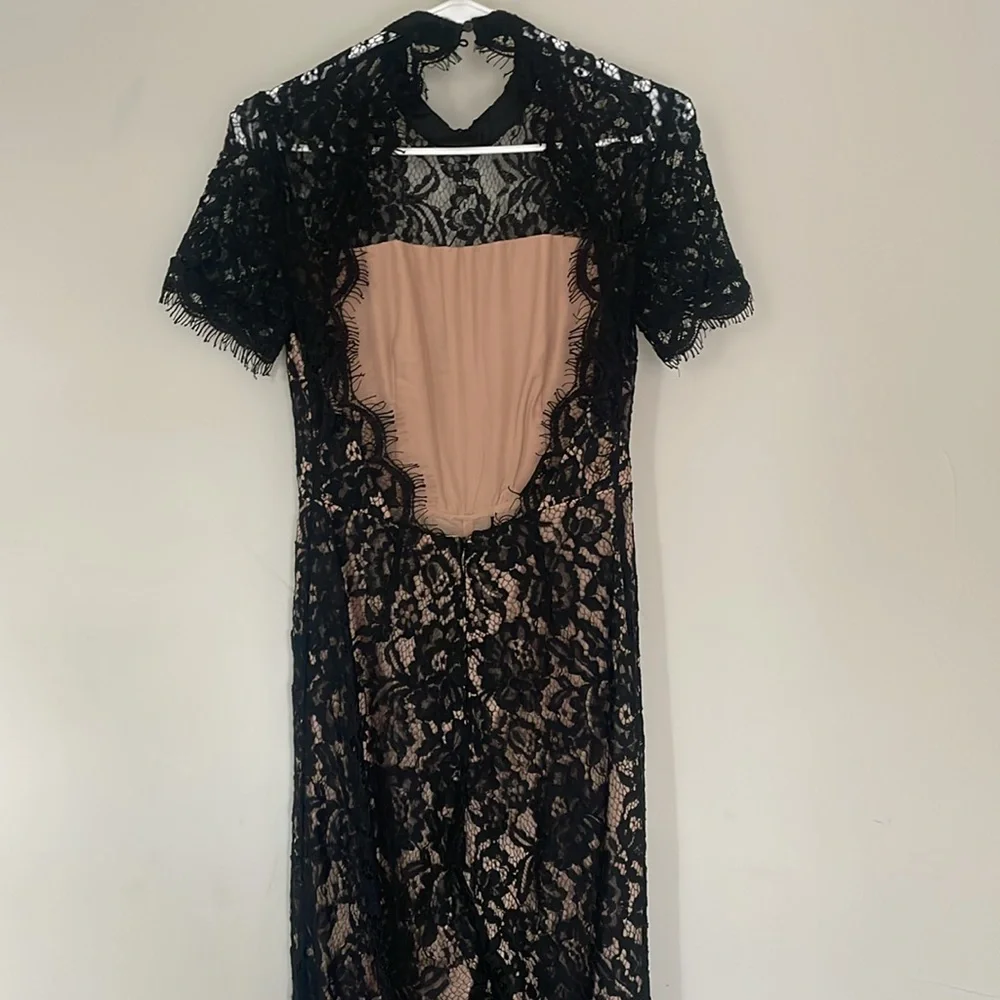 Women’s black lace & nude low back jumper - Picture 2 of 4